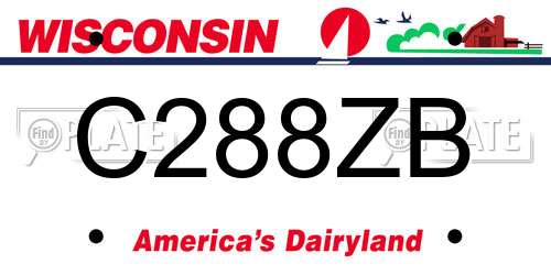 C288ZB Wisconsin License Plate