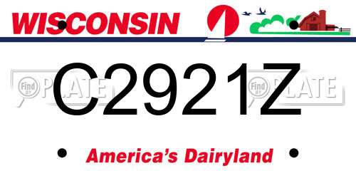 C2921Z Wisconsin License Plate