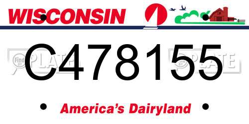 C478155 Wisconsin License Plate