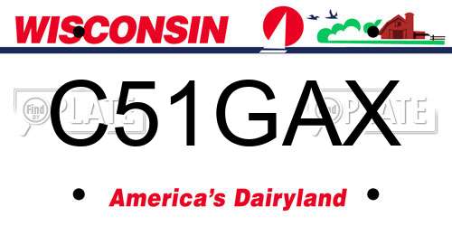 C51GAX Wisconsin License Plate