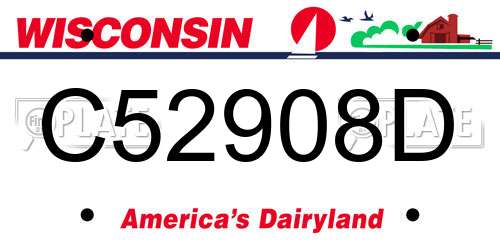 C52908D Wisconsin License Plate