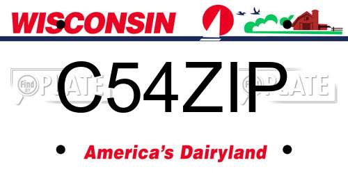 C54ZIP Wisconsin License Plate