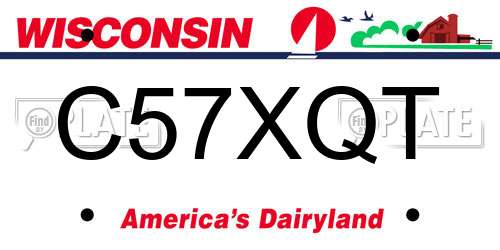 C57XQT Wisconsin License Plate