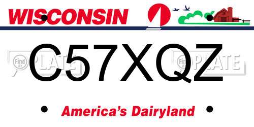 C57XQZ Wisconsin License Plate