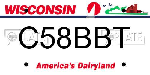 C58BBT Wisconsin License Plate