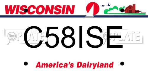 C58ISE Wisconsin License Plate