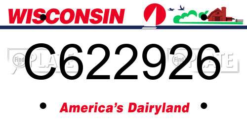 C622926 Wisconsin License Plate