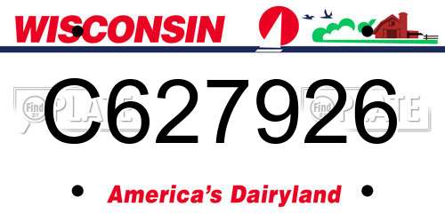 C627926 Wisconsin License Plate