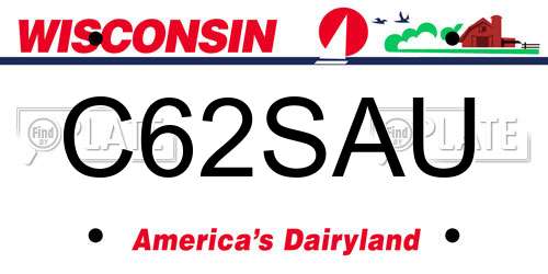 C62SAU Wisconsin License Plate