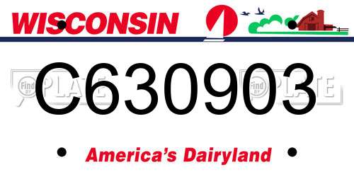 C630903 Wisconsin License Plate