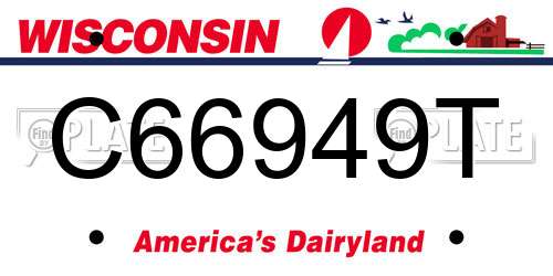 C66949T Wisconsin License Plate
