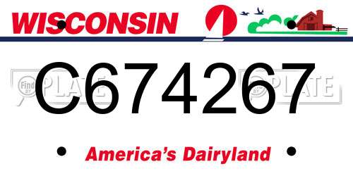 C674267 Wisconsin License Plate