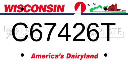 C67426T Wisconsin License Plate