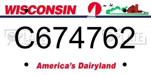 C674762 Wisconsin License Plate