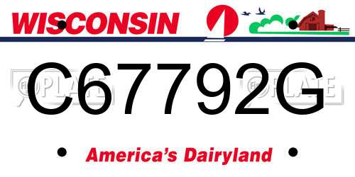 C67792G Wisconsin License Plate