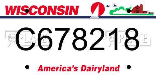 C678218 Wisconsin License Plate