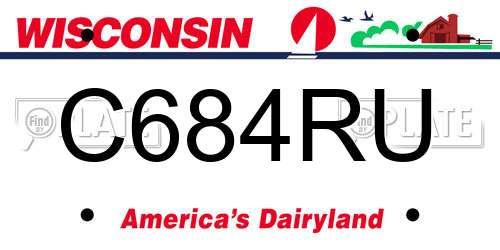 C684RU Wisconsin License Plate