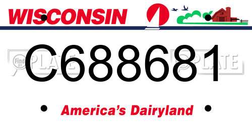 C688681 Wisconsin License Plate