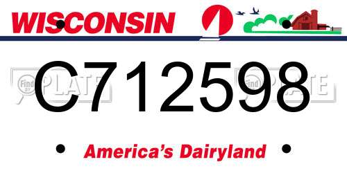 C712598 Wisconsin License Plate