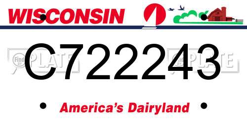 C722243 Wisconsin License Plate