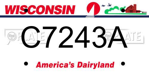 C7243A Wisconsin License Plate