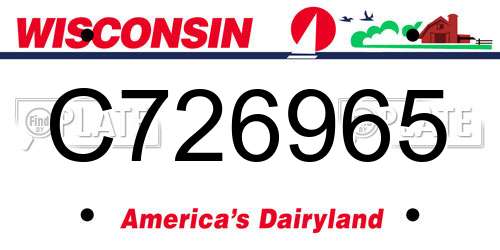 C726965 Wisconsin License Plate