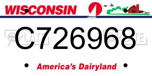 C726968 Wisconsin License Plate