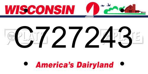 C727243 Wisconsin License Plate