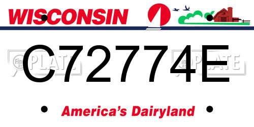 C72774E Wisconsin License Plate