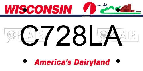 C728LA Wisconsin License Plate