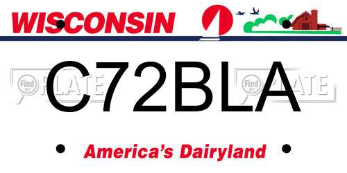 C72BLA Wisconsin License Plate