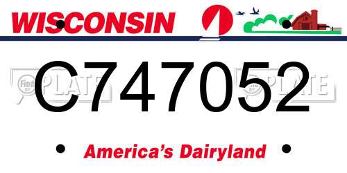 C747052 Wisconsin License Plate