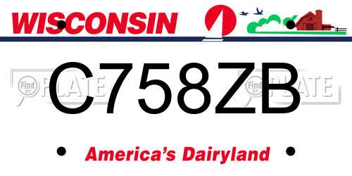 C758ZB Wisconsin License Plate