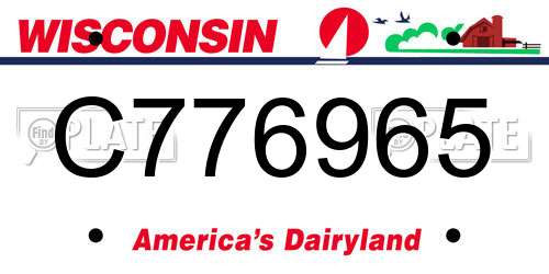 C776965 Wisconsin License Plate