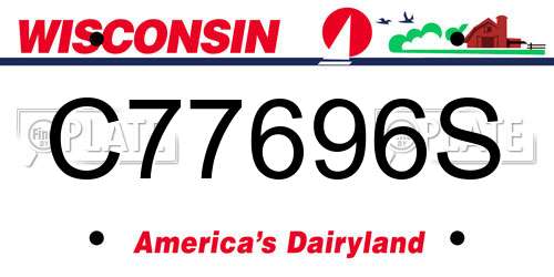 C77696S Wisconsin License Plate
