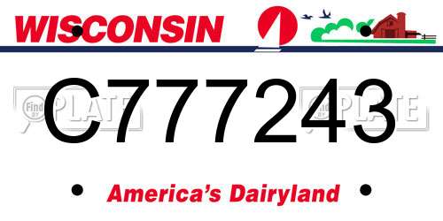C777243 Wisconsin License Plate