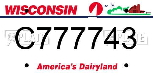 C777743 Wisconsin License Plate