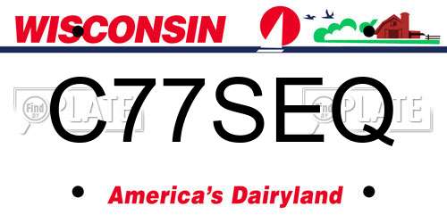 C77SEQ Wisconsin License Plate