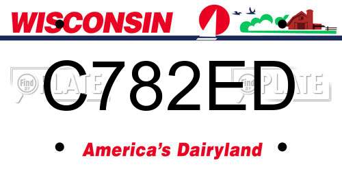 C782ED Wisconsin License Plate