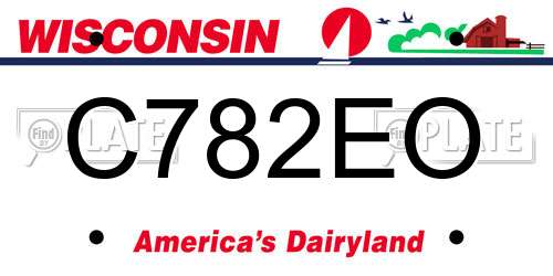 C782EO Wisconsin License Plate