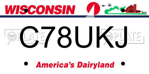 C78UKJ Wisconsin License Plate