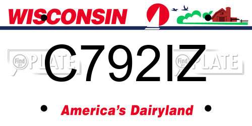 C792IZ Wisconsin License Plate