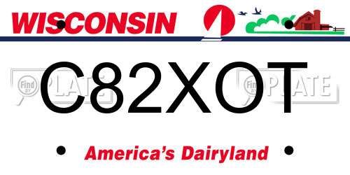 C82XOT Wisconsin License Plate