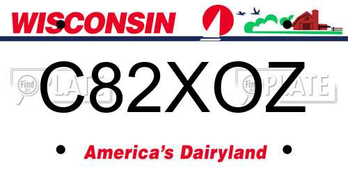 C82XOZ Wisconsin License Plate