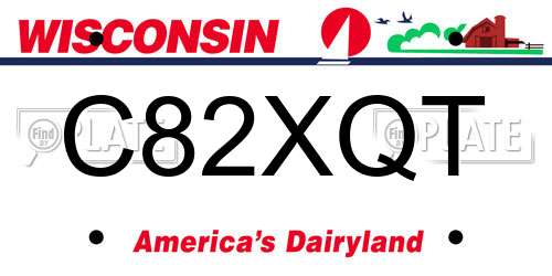 C82XQT Wisconsin License Plate