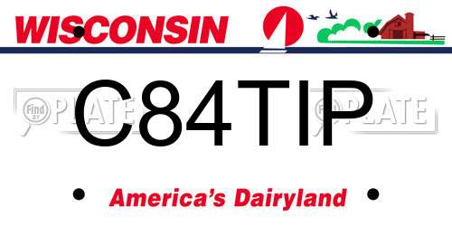C84TIP Wisconsin License Plate