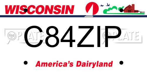 C84ZIP Wisconsin License Plate
