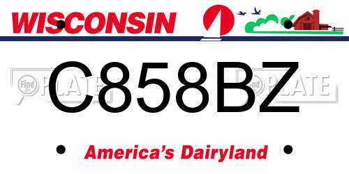 C858BZ Wisconsin License Plate