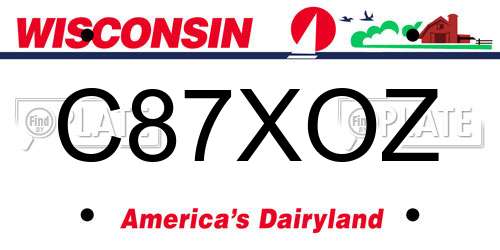 C87XOZ Wisconsin License Plate