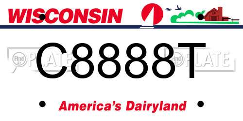 C8888T Wisconsin License Plate